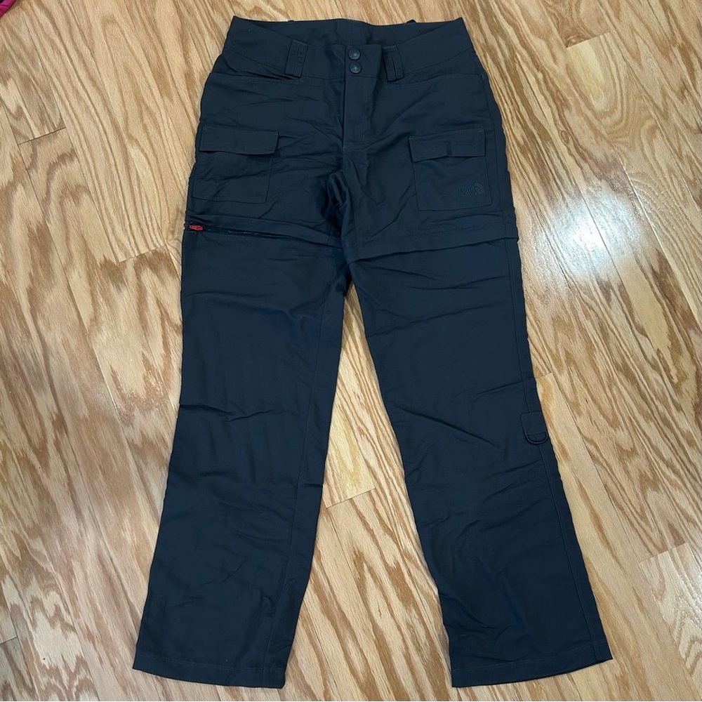 The North Face Women's Convertible Pants Hiking Shorts Dark Grey Sz 4 Regular